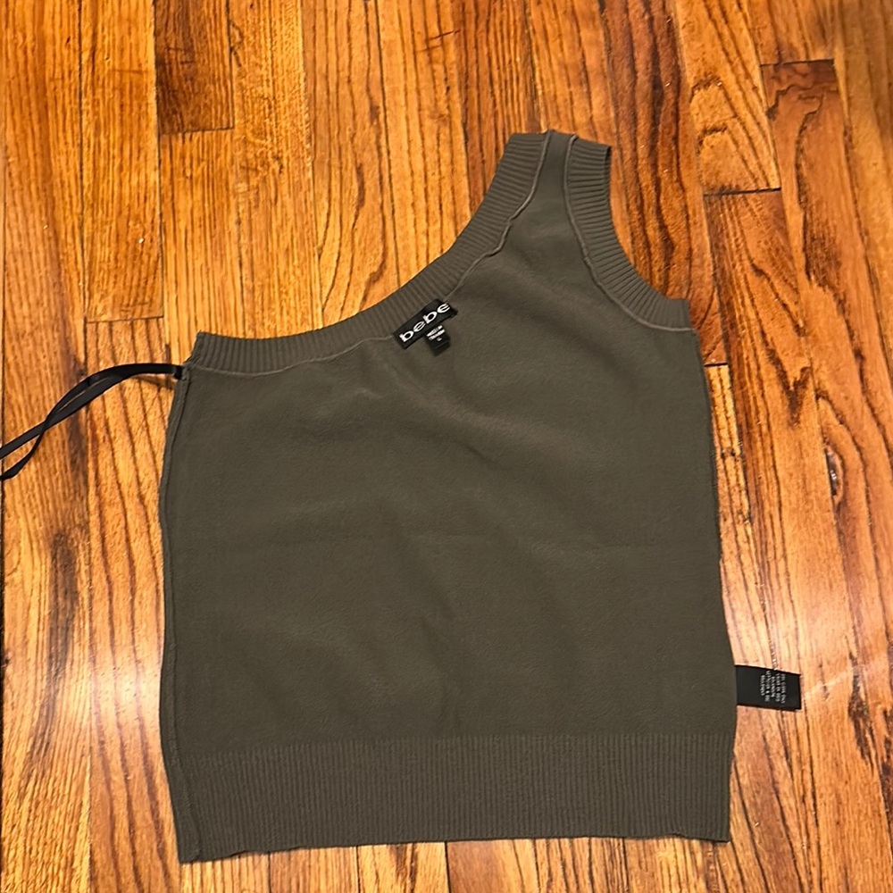 Bebe Khaki One-Shoulder Tank Top